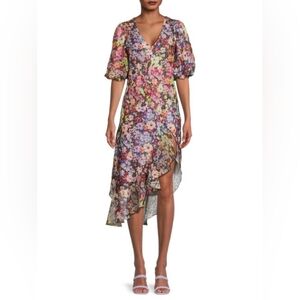 Amanda Uprichard Glenna Floral Asymmetric Midi‎ Dress size Small